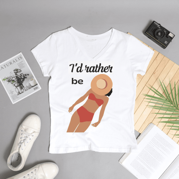Rather Be Beaching Womens fitted v-neck t-shirt